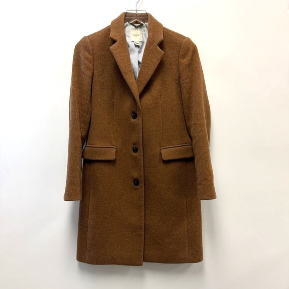 J.Crew Factory Store Jackets & Blazers - J.Crew Factory Wool Blend Longline Coat Dark Camel Sz 0